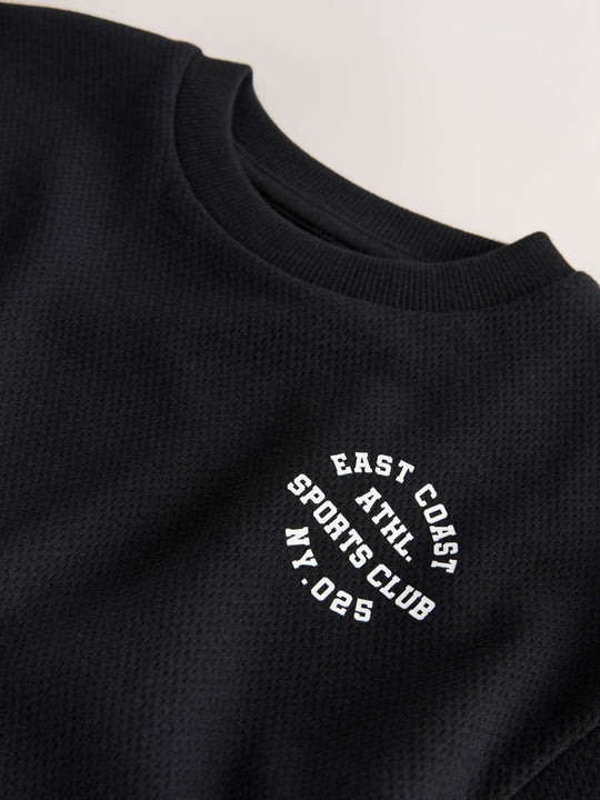 Black Varsity Relaxed Fit T-Shirt (3-16yrs)