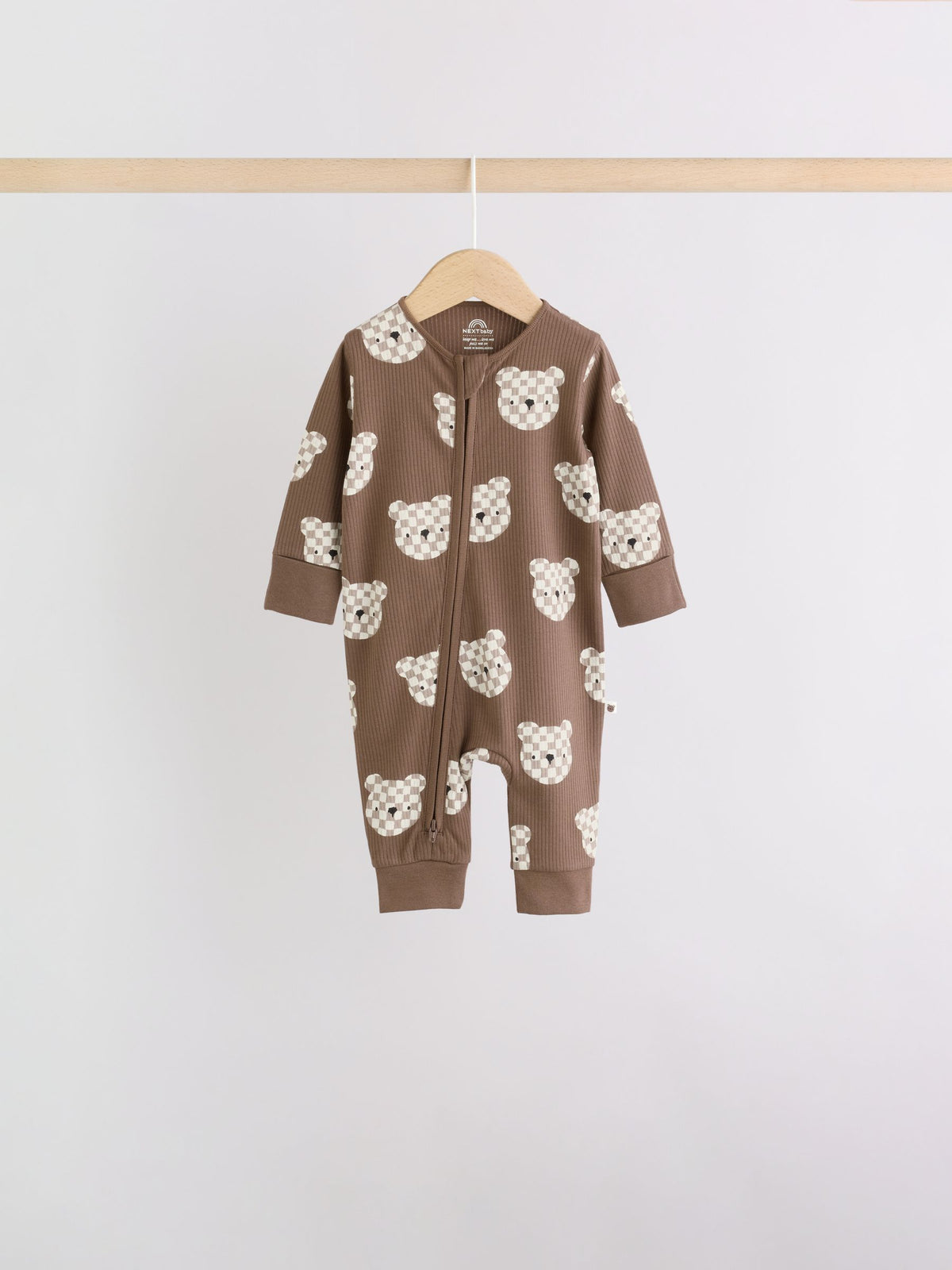 Brown Bear Two Way Zip Baby Sleepsuits 4 Pack (0mths-3yrs)