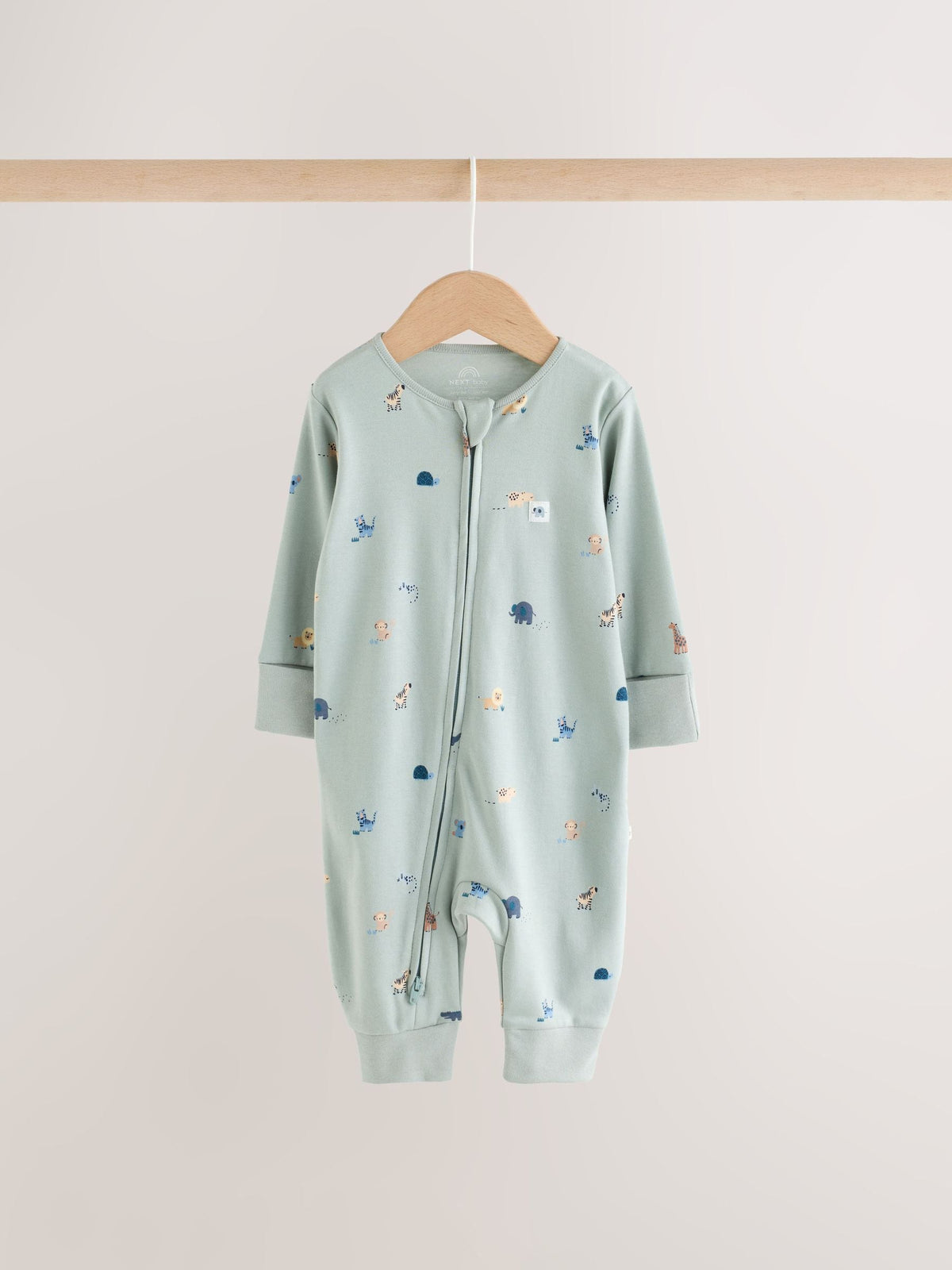 Blue 3 Pack Two Way Zip Baby Sleepsuits (0mths-3yrs)