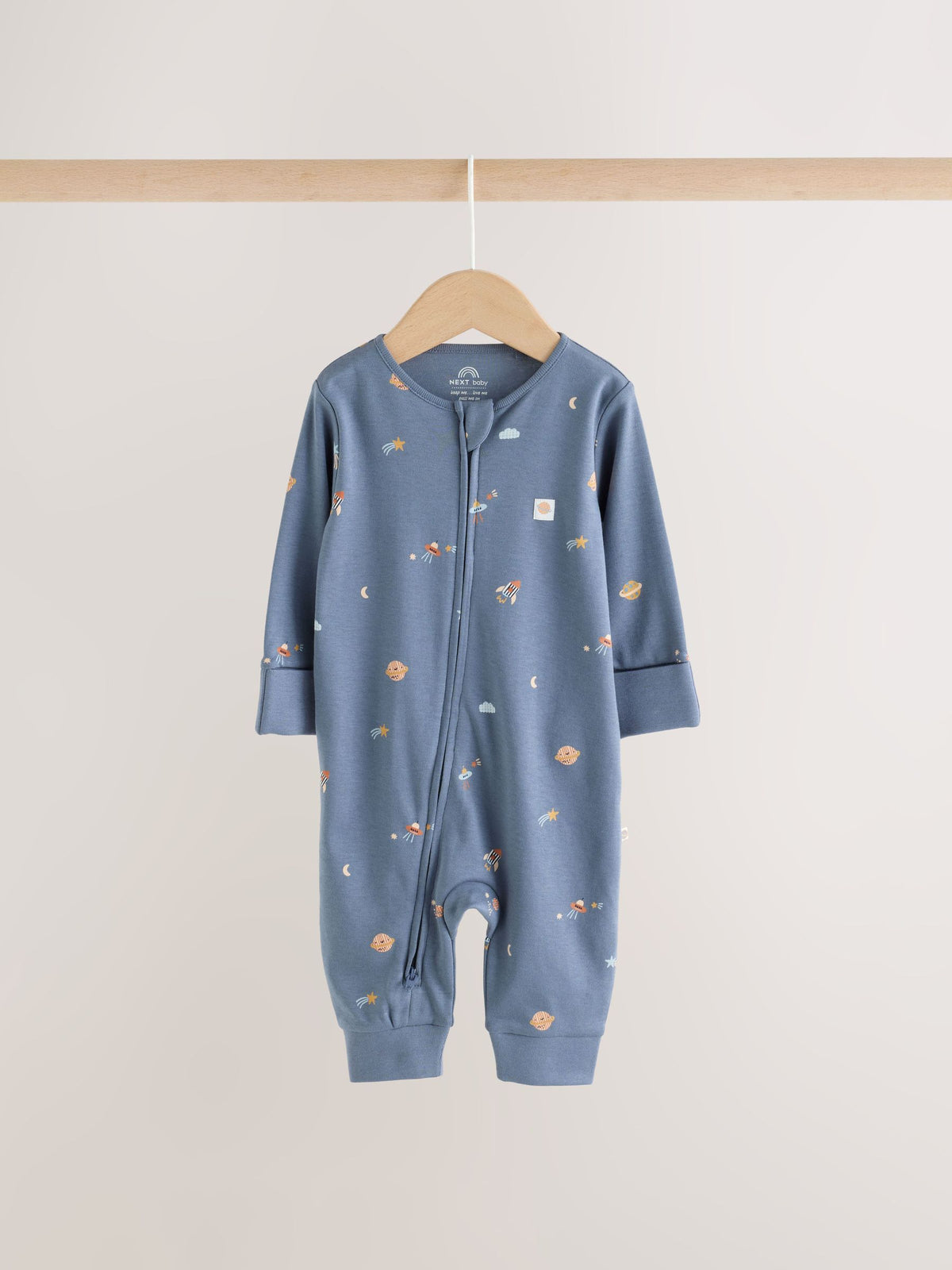 Blue 3 Pack Two Way Zip Baby Sleepsuits (0mths-3yrs)