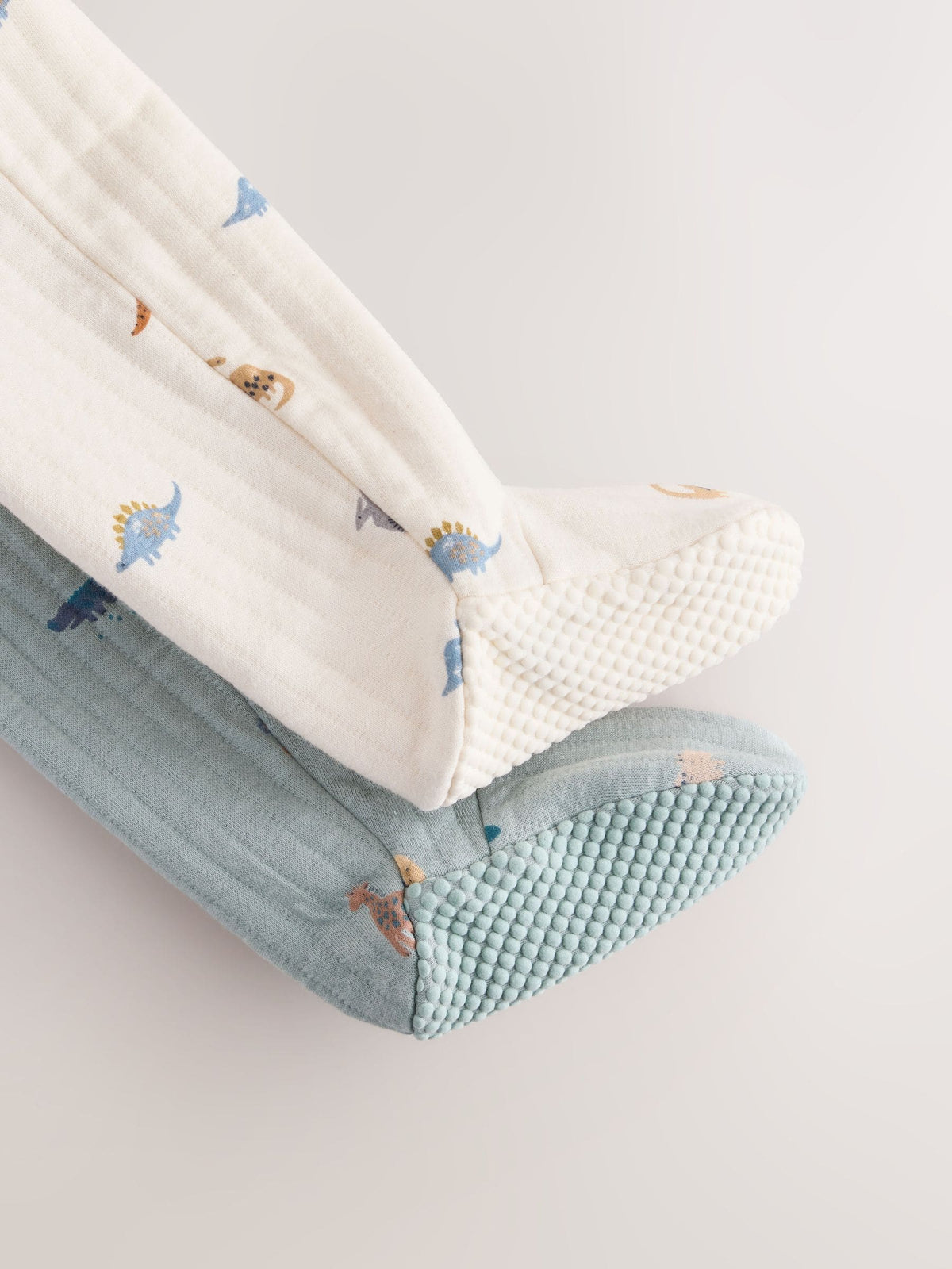 Blue/Neutral Dinosaur Quilted Sleepsuits 2 Pack