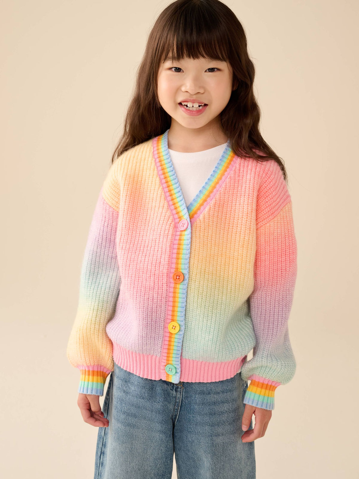 Little Bird by Jools Oliver Rainbow Ombre V-Neck Cardigan
