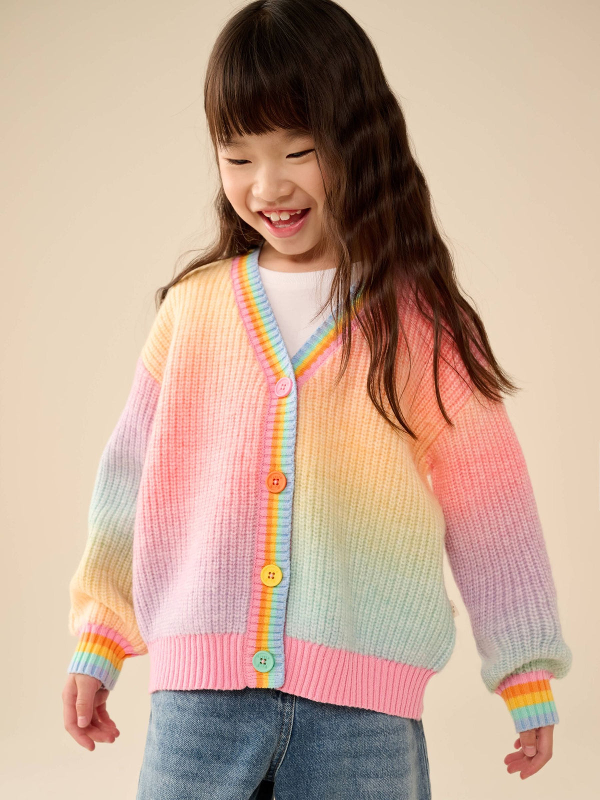 Little Bird by Jools Oliver Rainbow Ombre V-Neck Cardigan