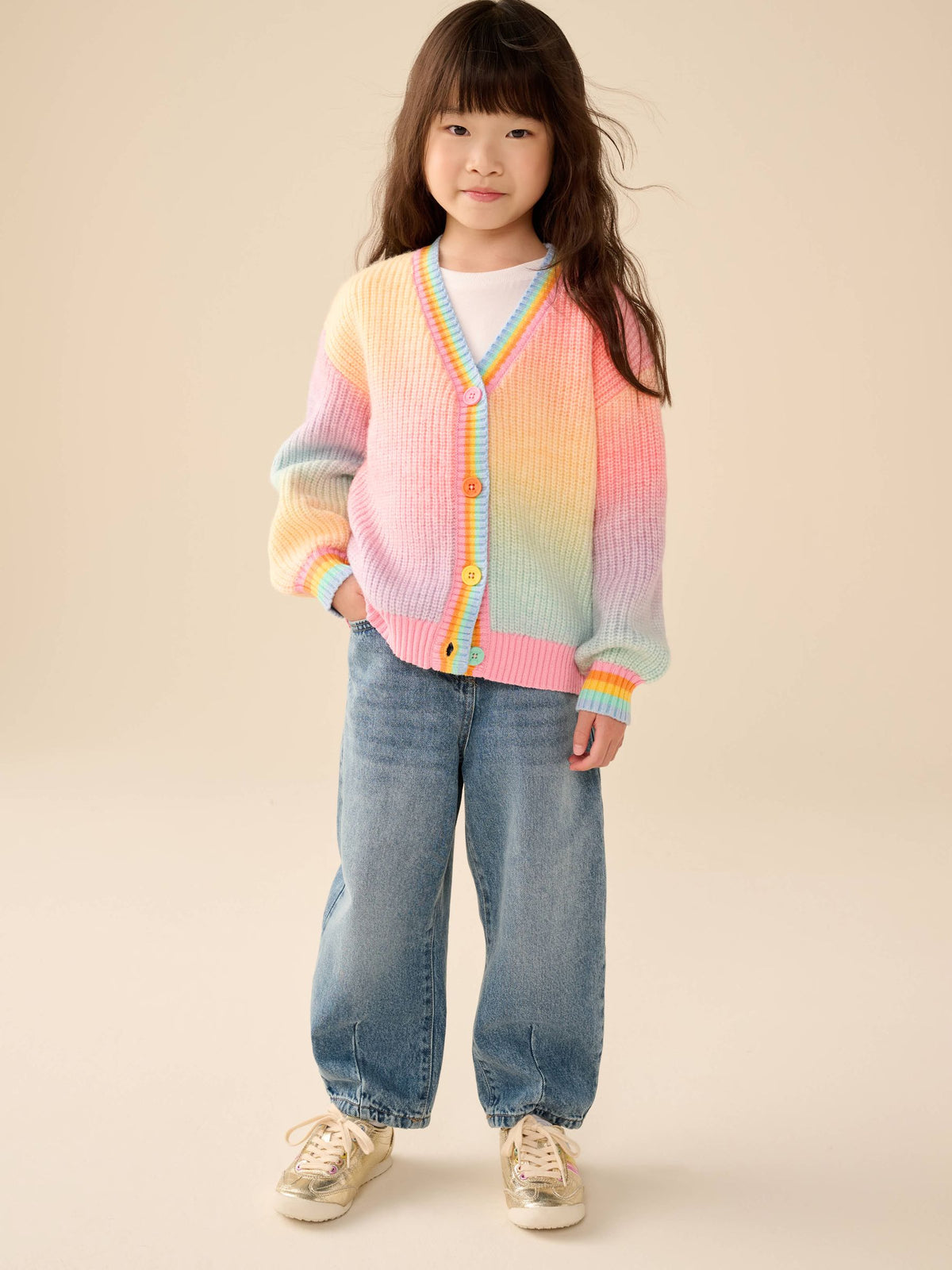 Little Bird by Jools Oliver Rainbow Ombre V-Neck Cardigan