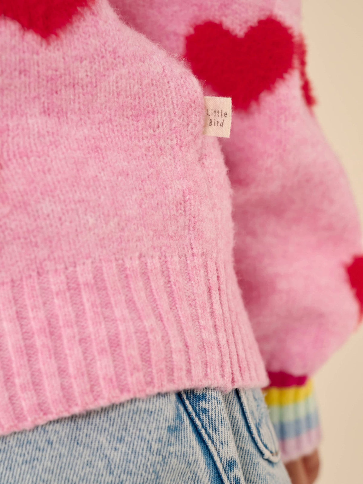 Little Bird by Jools Oliver Pink & Red Fluffy Heart Cardigan