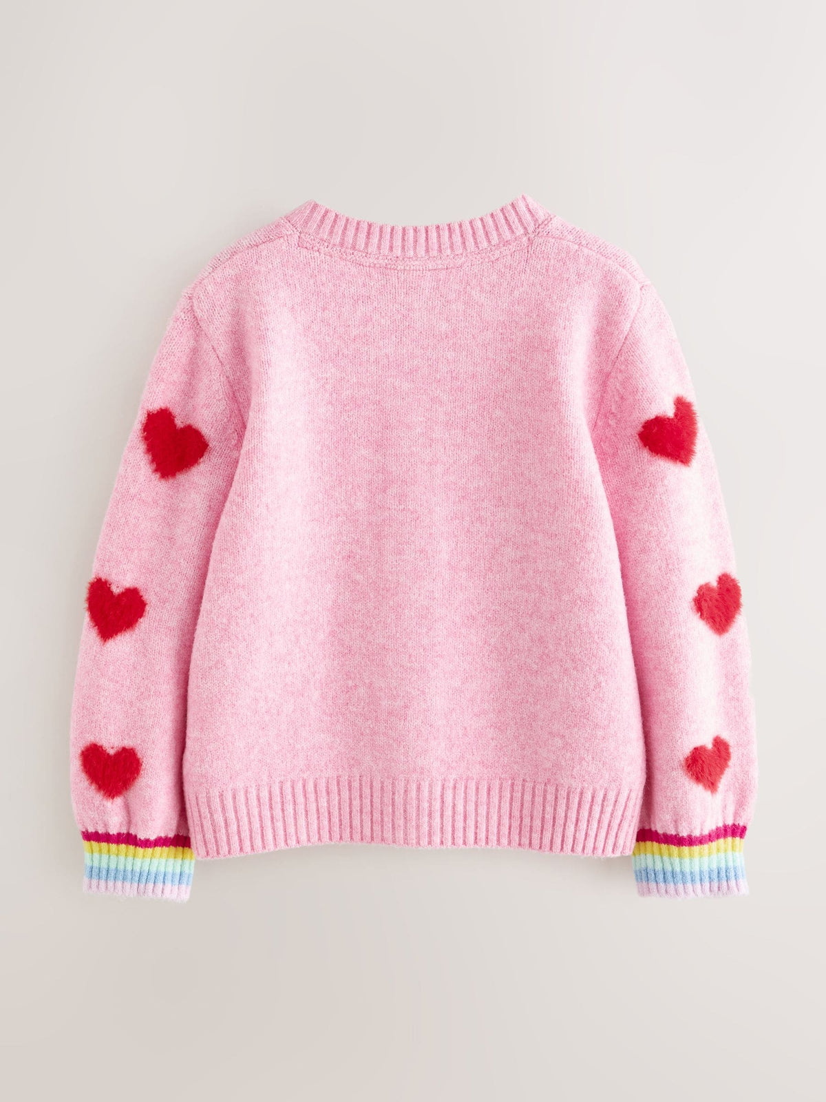 Little Bird by Jools Oliver Pink & Red Fluffy Heart Cardigan