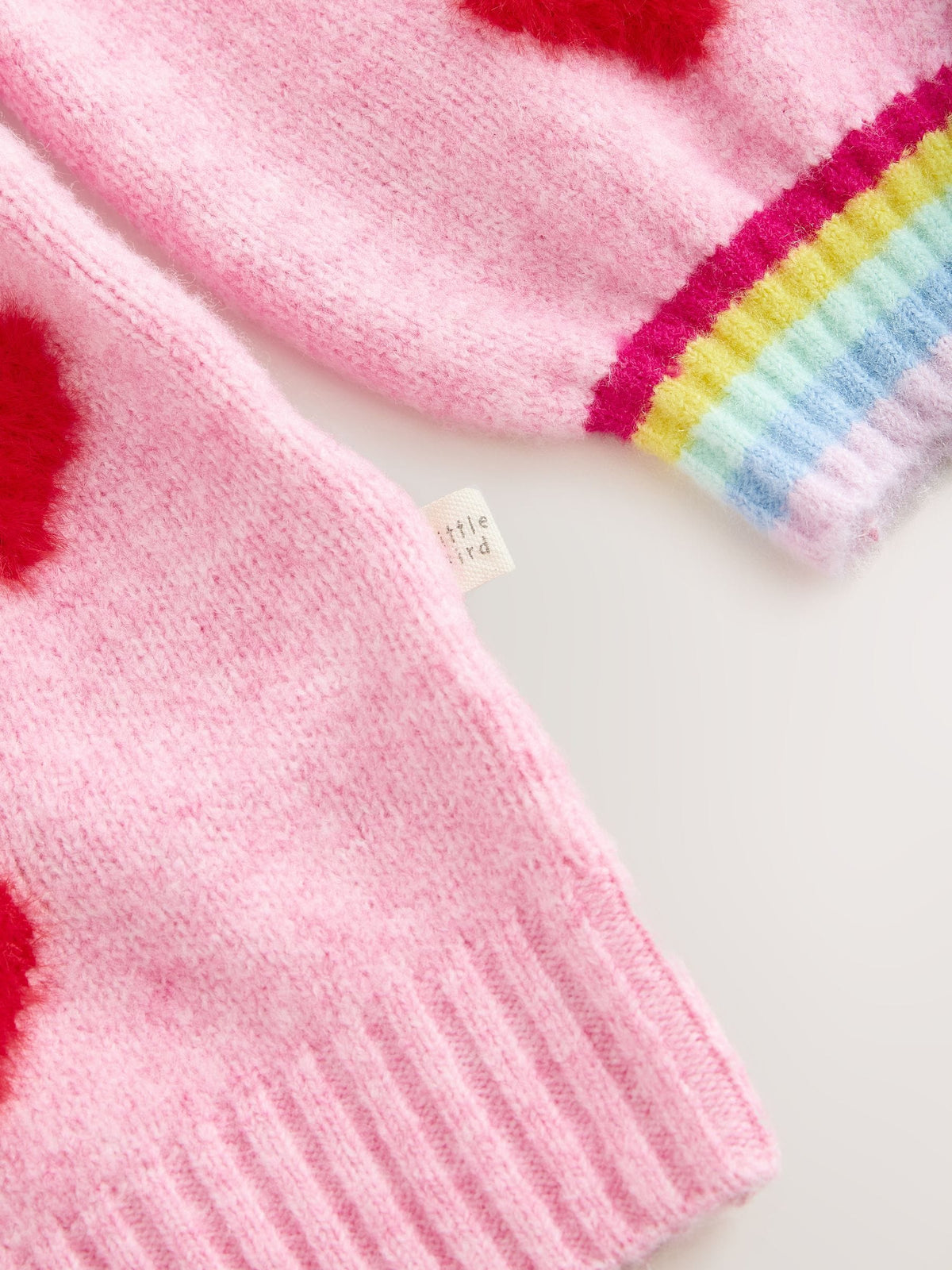 Little Bird by Jools Oliver Pink & Red Fluffy Heart Cardigan