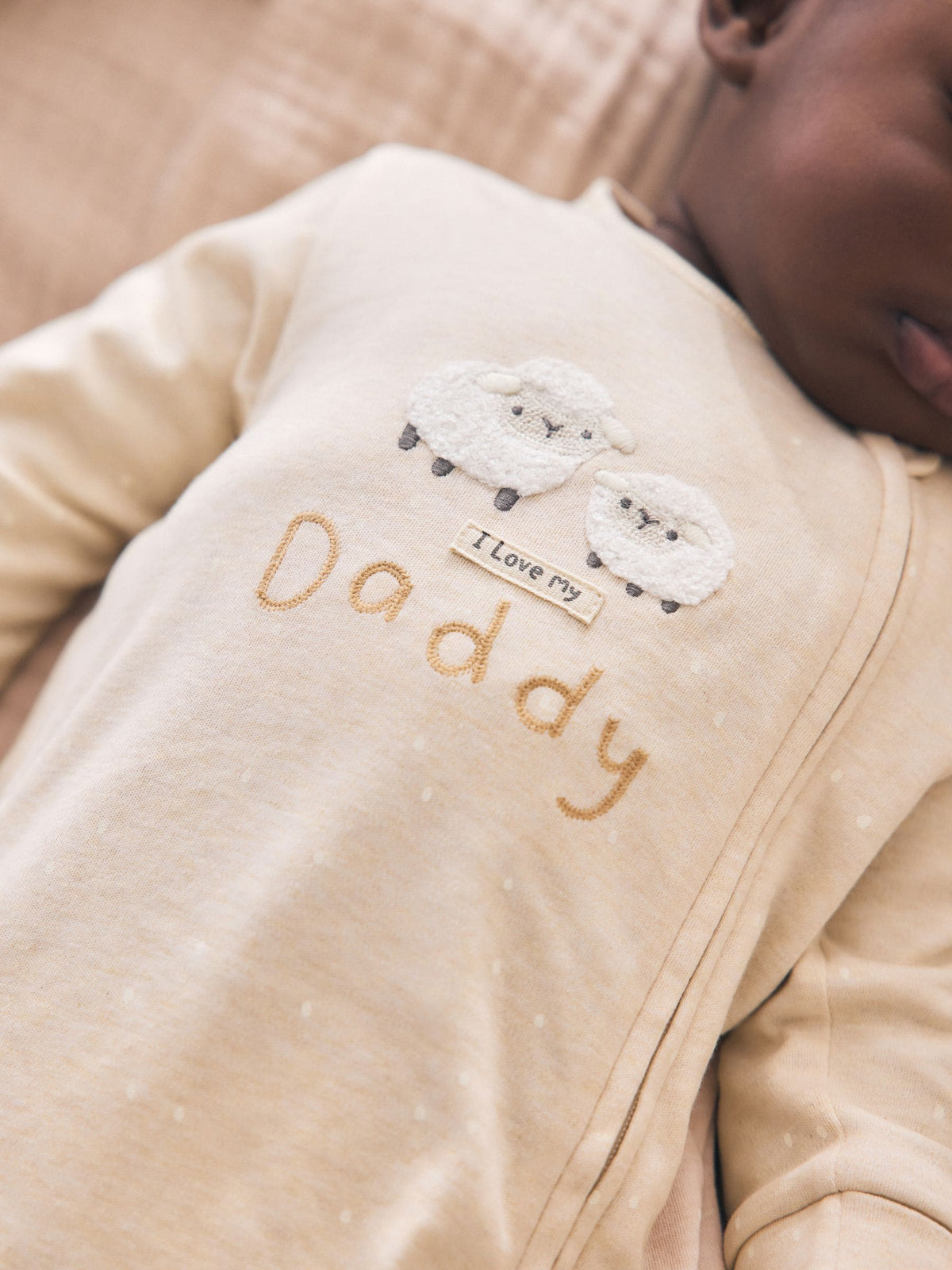 Neutral I Love My Daddy Two Way Zip Baby Sleepsuit (0-18mths)