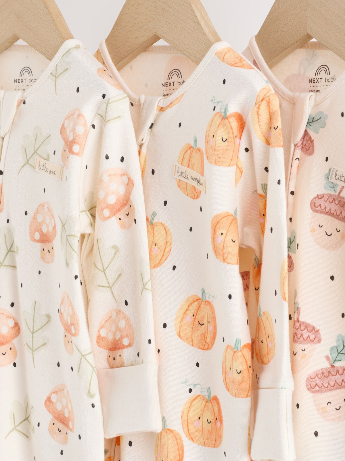 Neutral 3 Pack Two Way Zip Baby Sleepsuit (0mths-3yrs)