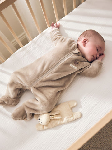 Neutral Bear Fleece Two Way Zip Baby Sleepsuit
