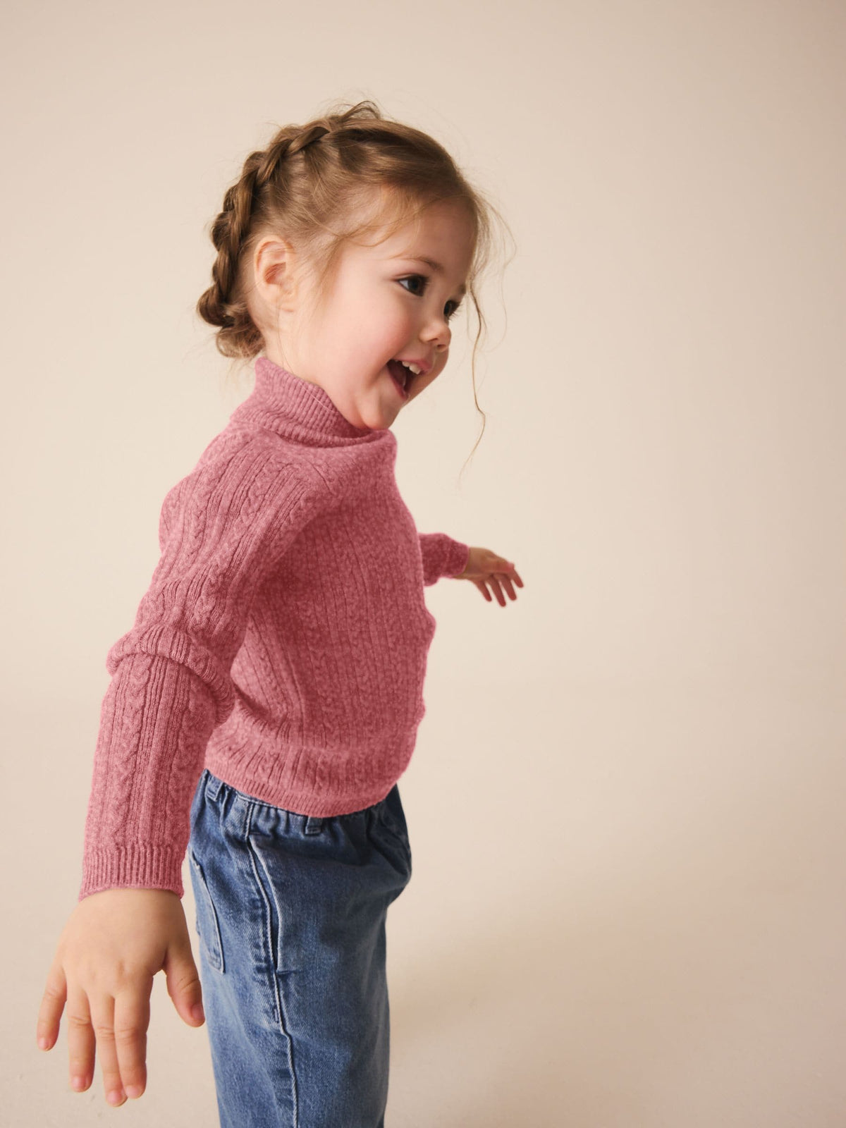 Pink Roll Neck Jumper (3mths-10yrs)