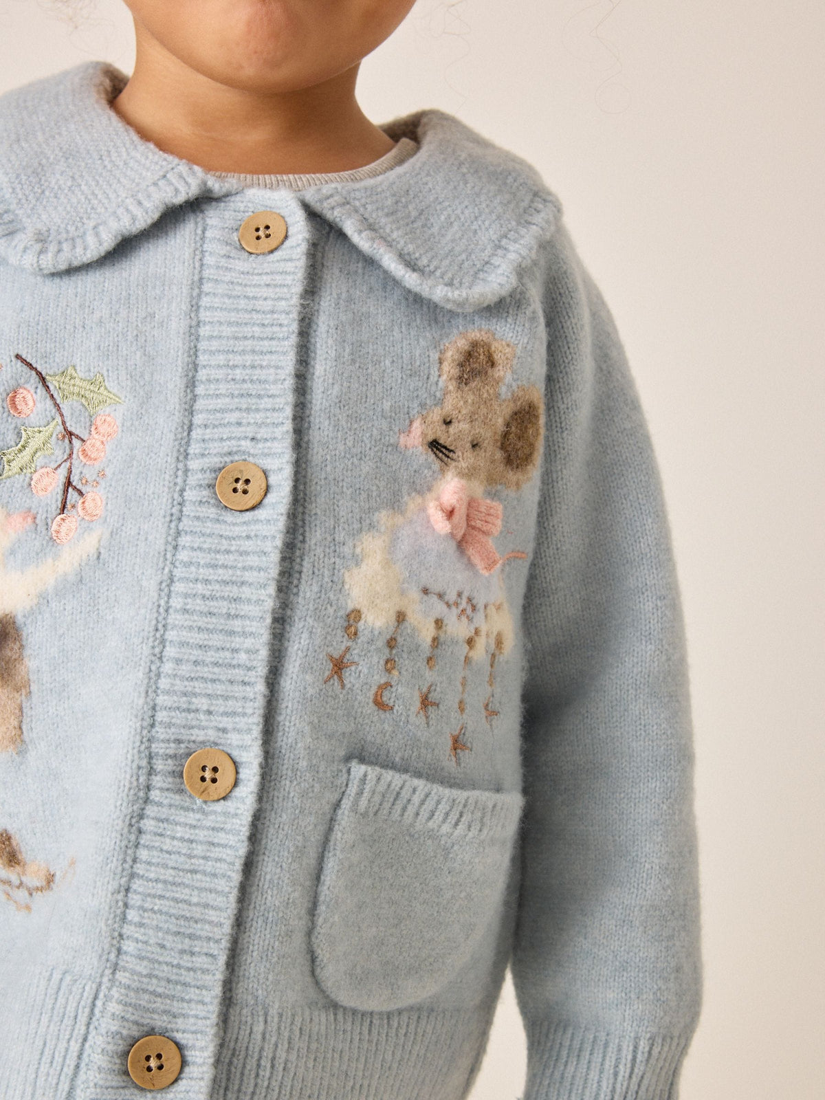 Blue Rabbit and Mouse Collar Cardigan (3mths-7yrs)