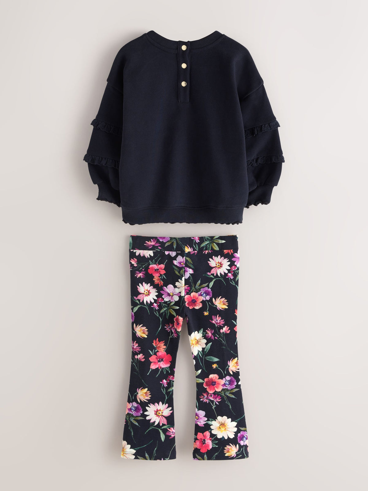Baker by Ted Baker 2 Piece Sweat Top & Floral Printed Flare Leggings Set