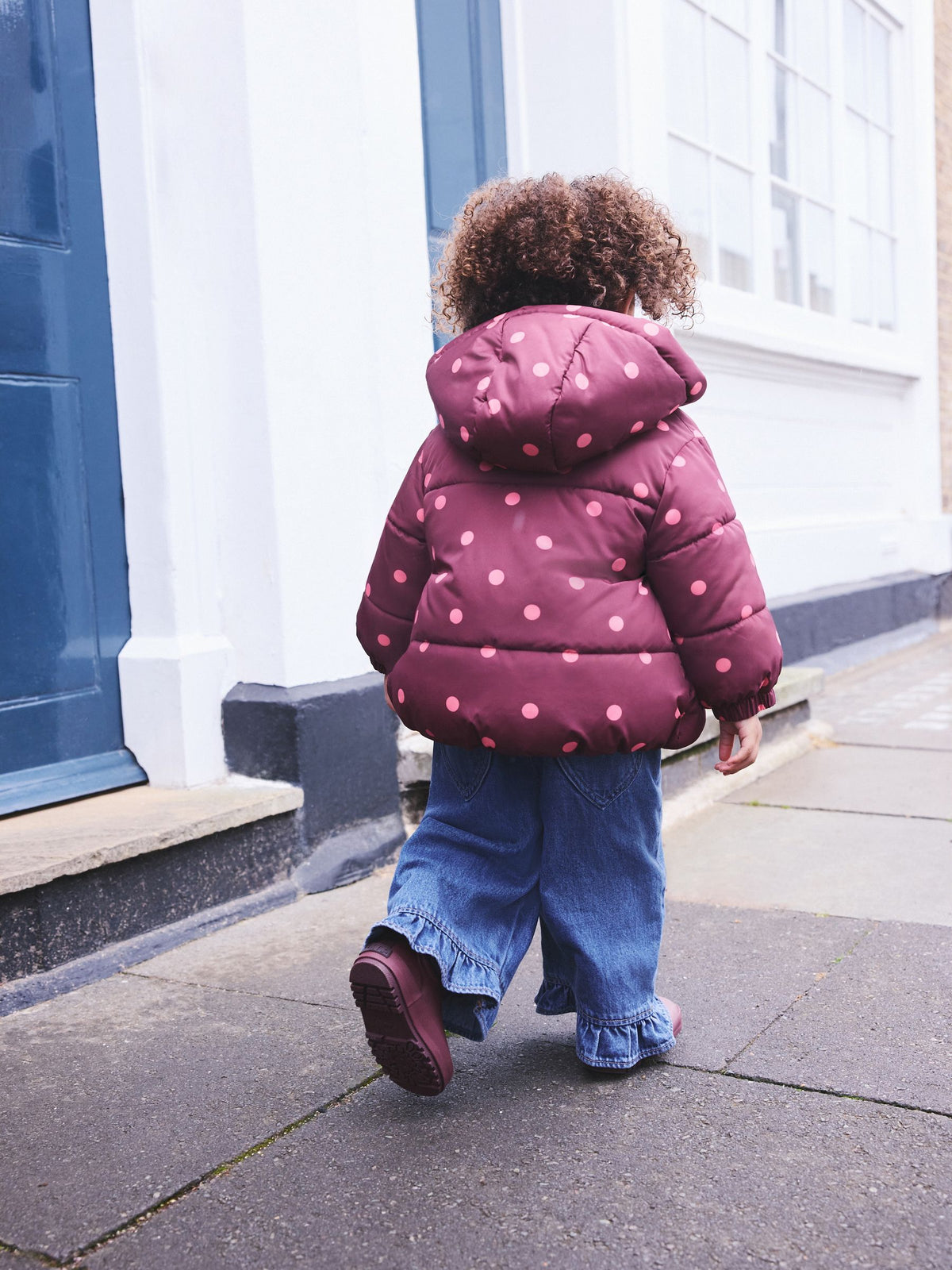 Burgundy Polka Dot Shower Resistant Padded Coat (3mths-7yrs)