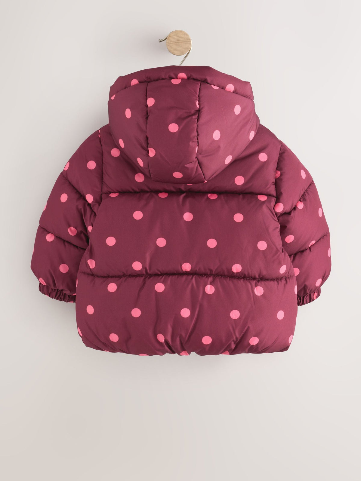 Burgundy Polka Dot Shower Resistant Padded Coat (3mths-7yrs)