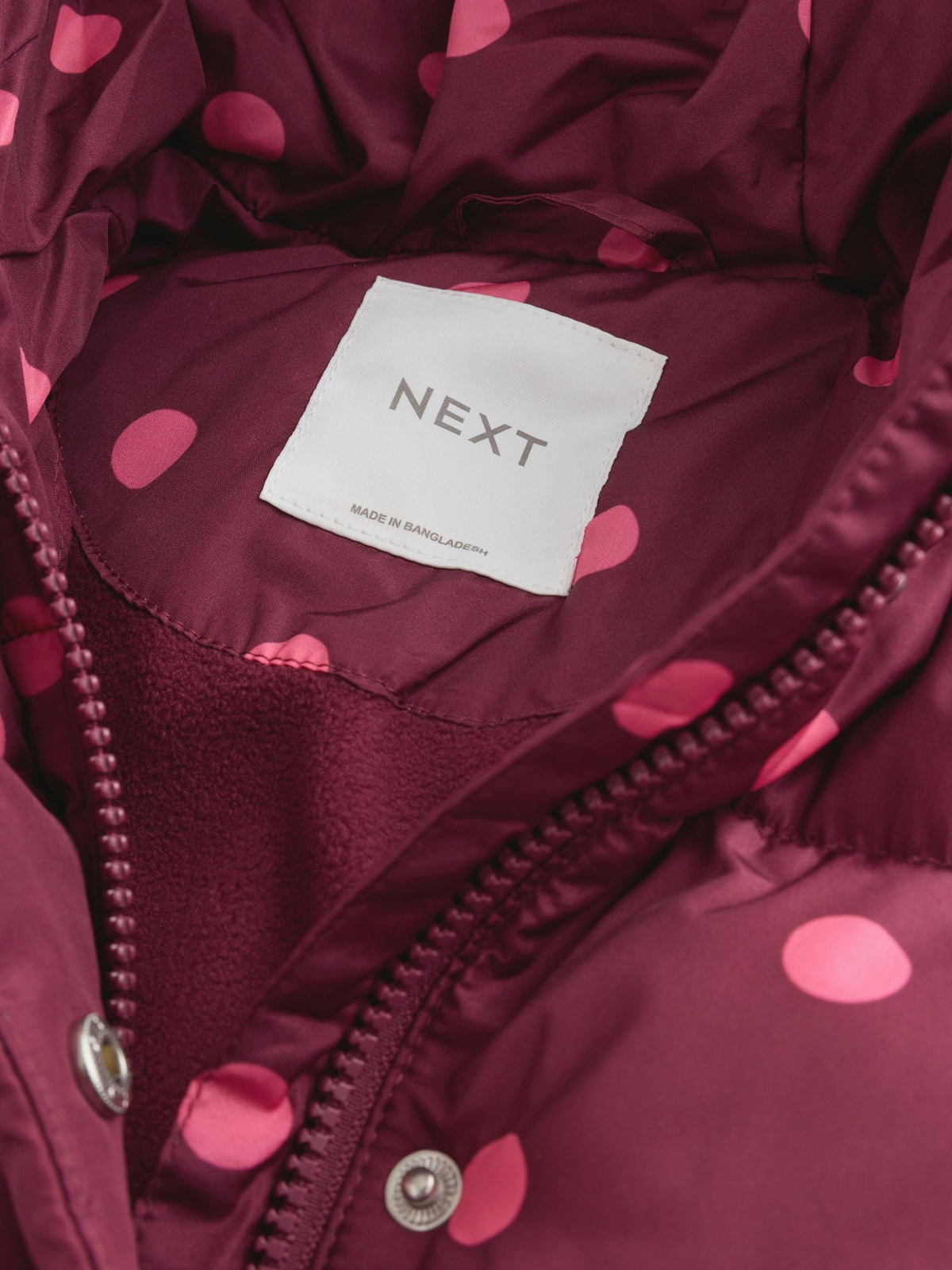 Burgundy Polka Dot Shower Resistant Padded Coat (3mths-7yrs)