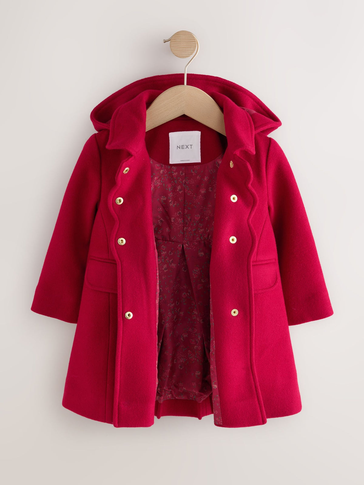 Red Hooded Coat With Wool (3mths-10yrs)