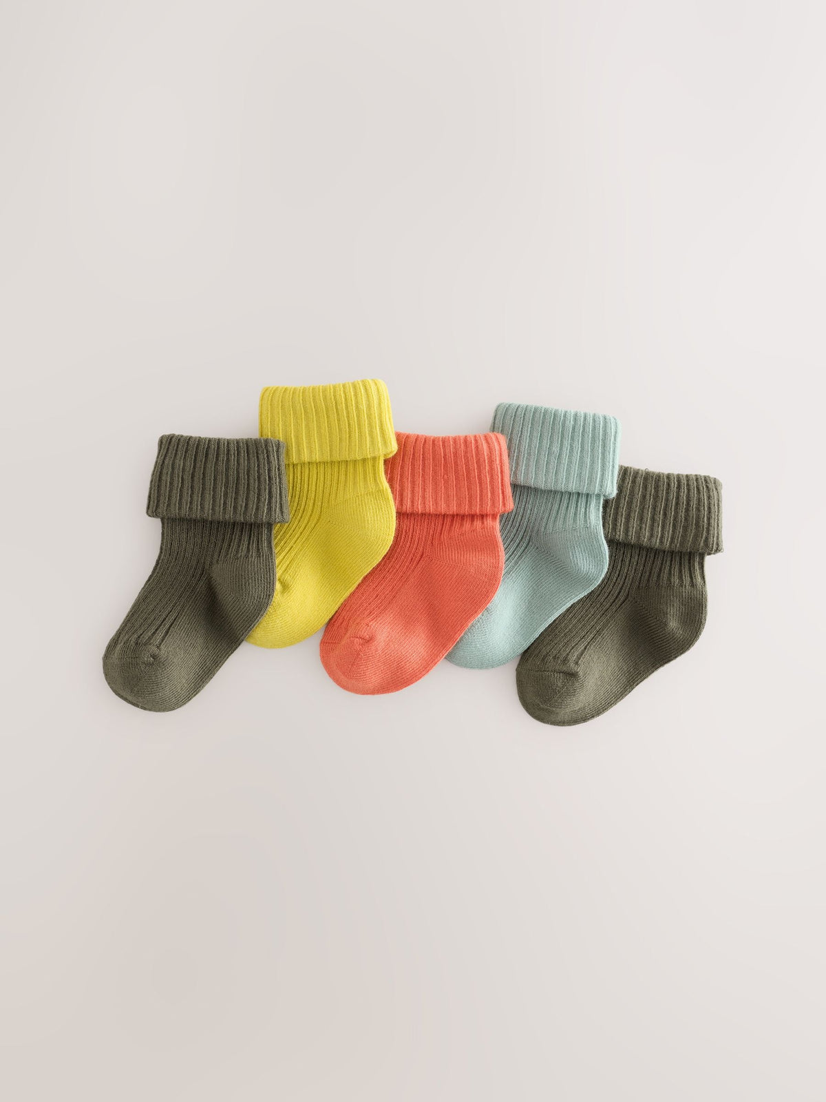 Autumnal Bright Roll Top Baby Socks 5 Pack
