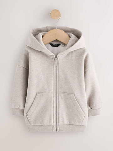 Oatmeal Marl Soft Touch Zip Up Hoodie (3mths-7yrs)
