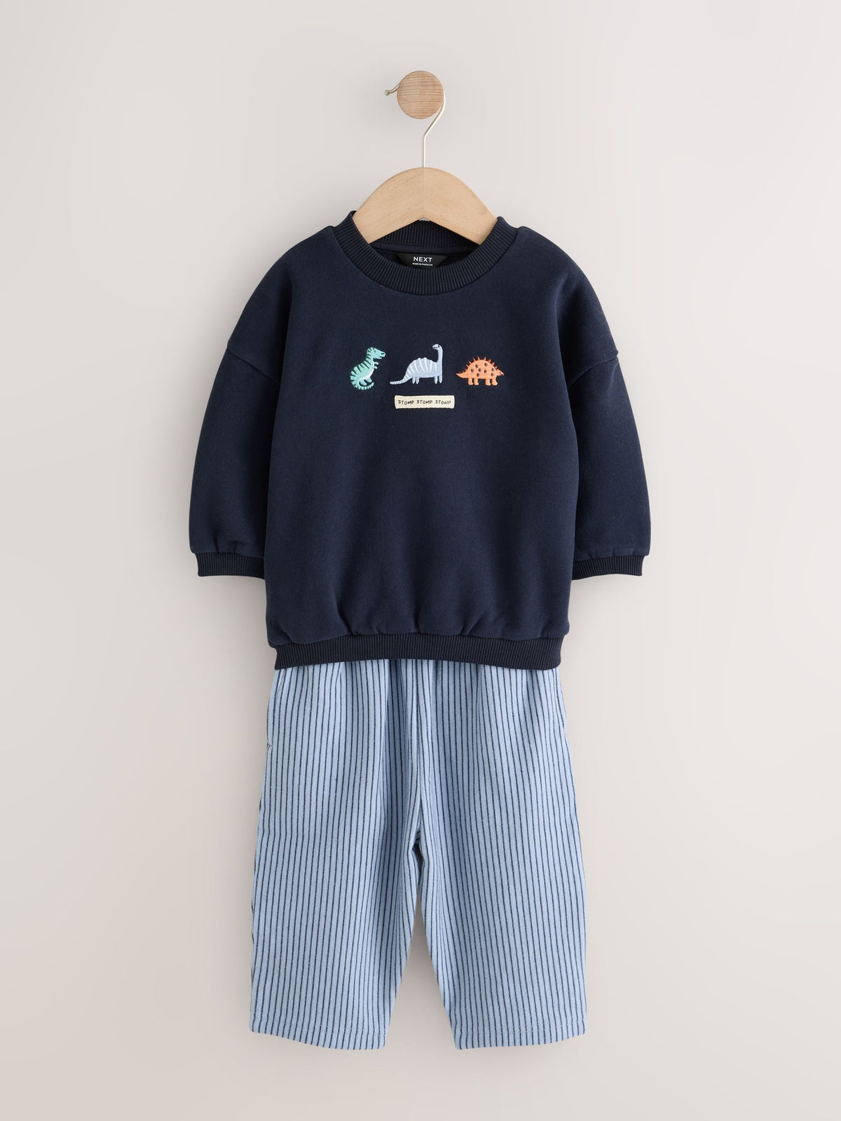 Navy/White Crew Neck Joggers Set (3mths-7yrs)