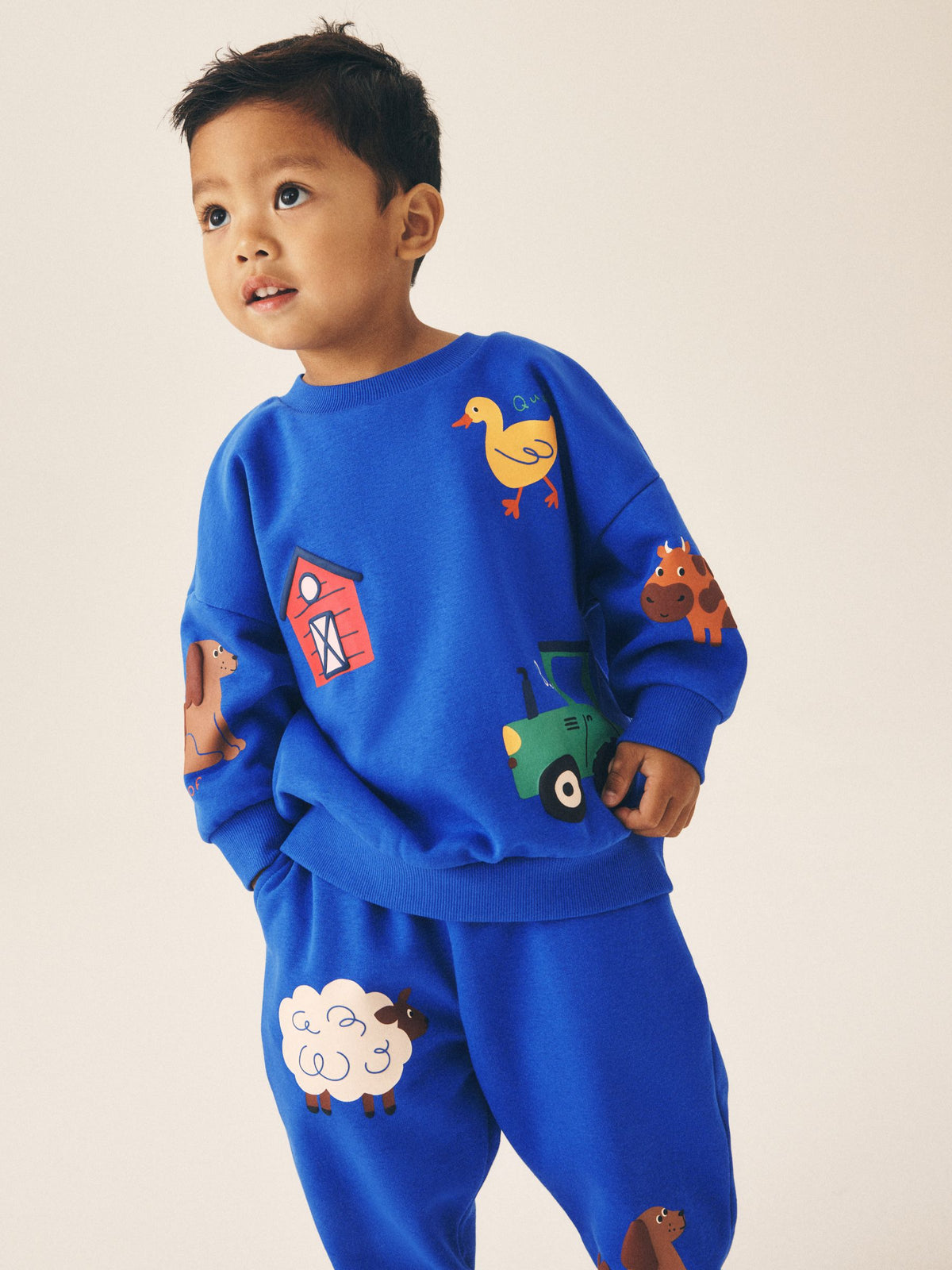 Dark Blue Crew Neck Joggers Set (3mths-7yrs)