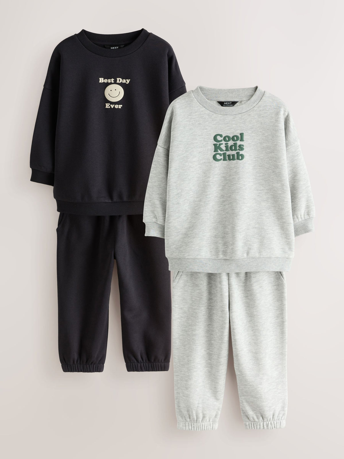 Grey Back Print Crew Neck Joggers Set 4 Piece (3mths-7yrs)