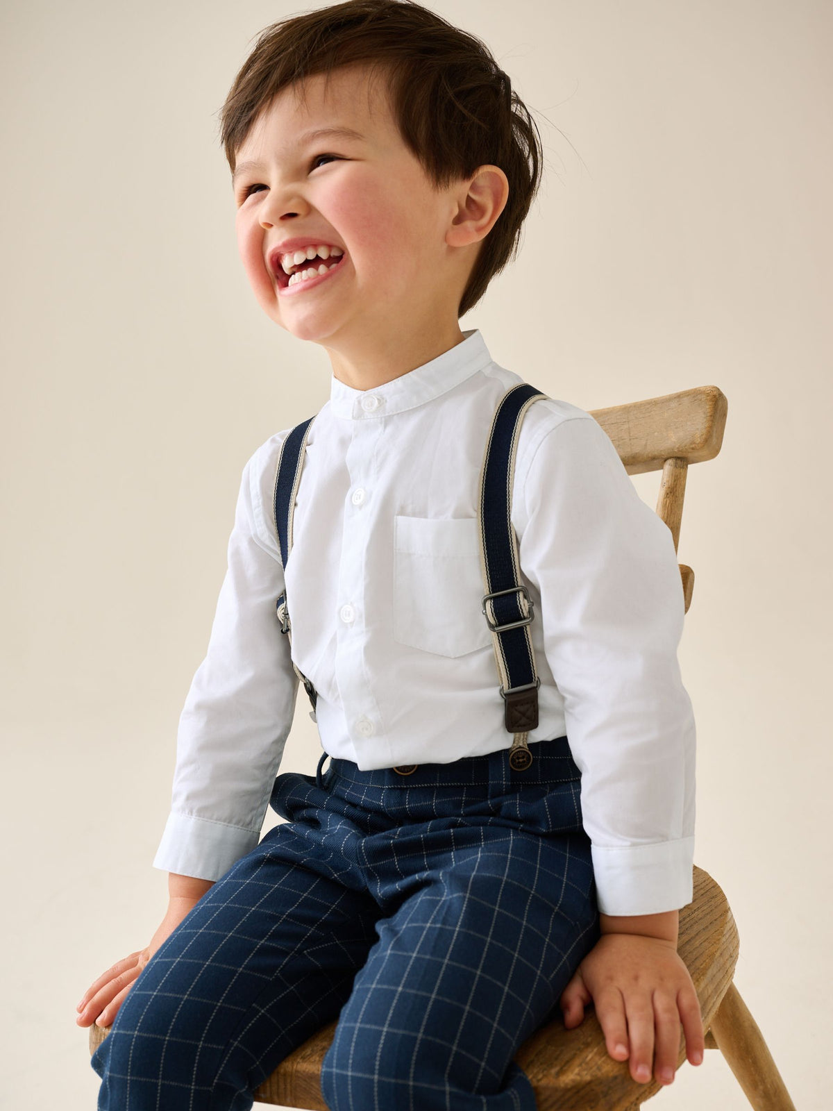 Navy Check Shirt Trousers Braces & Bow Tie Set (3mths-9yrs)