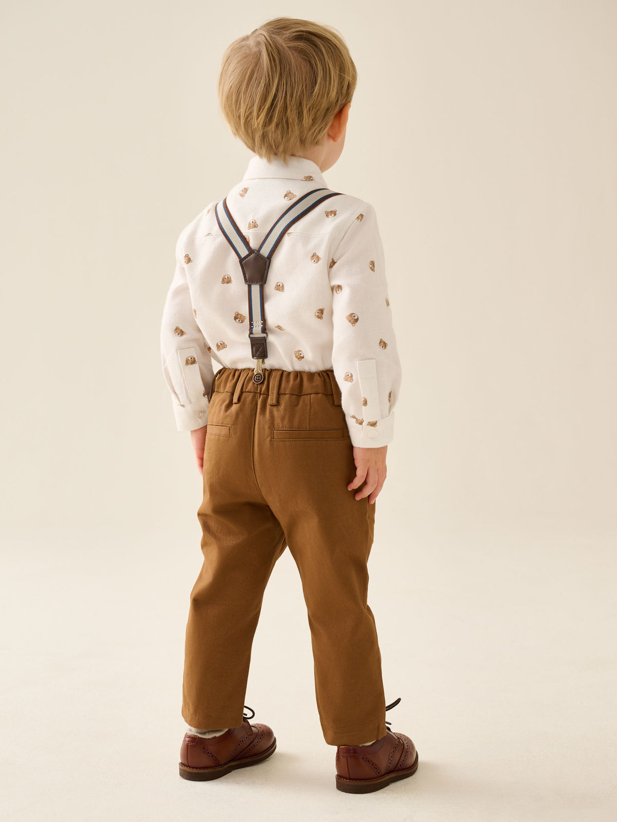 Tan Brown Bear Shirt Trousers Braces & Bow Tie Set (3mths-9yrs)