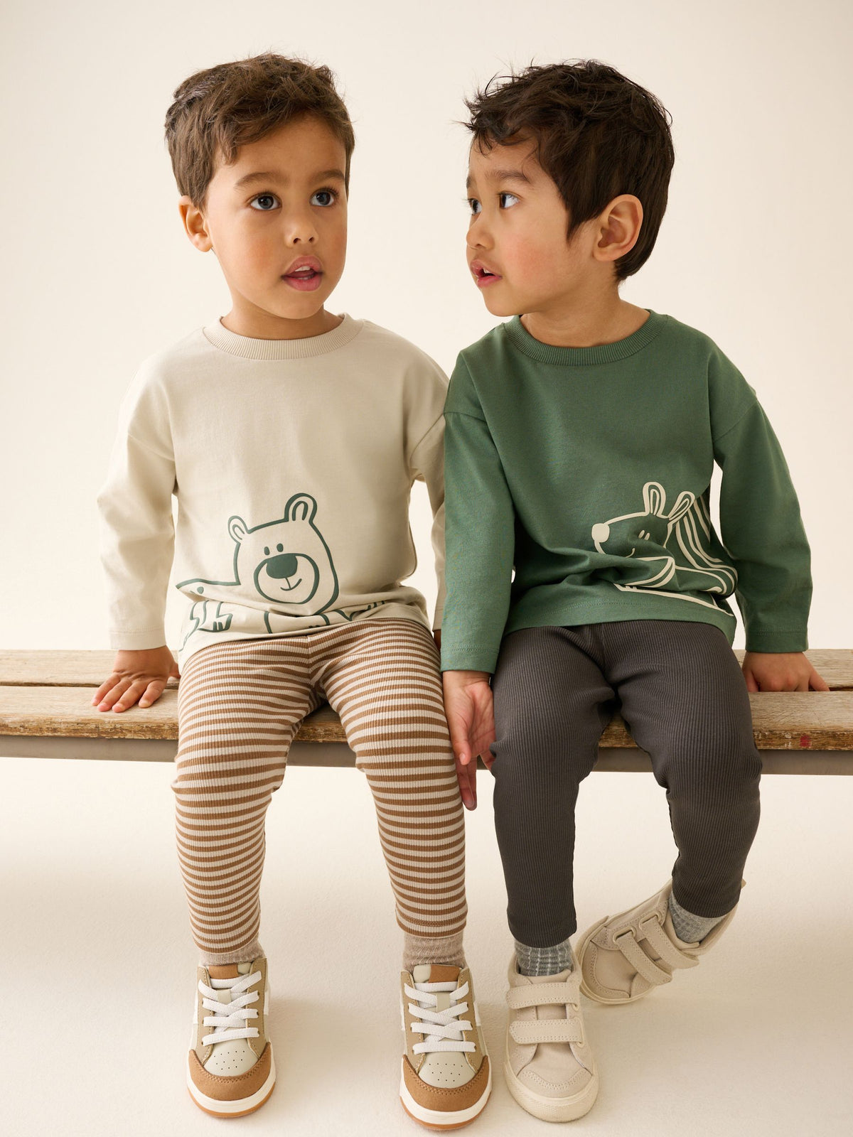 Brown/Cream Woodland Graphic Printed Top and Leggings Set 2 Pack (3mths-7yrs)