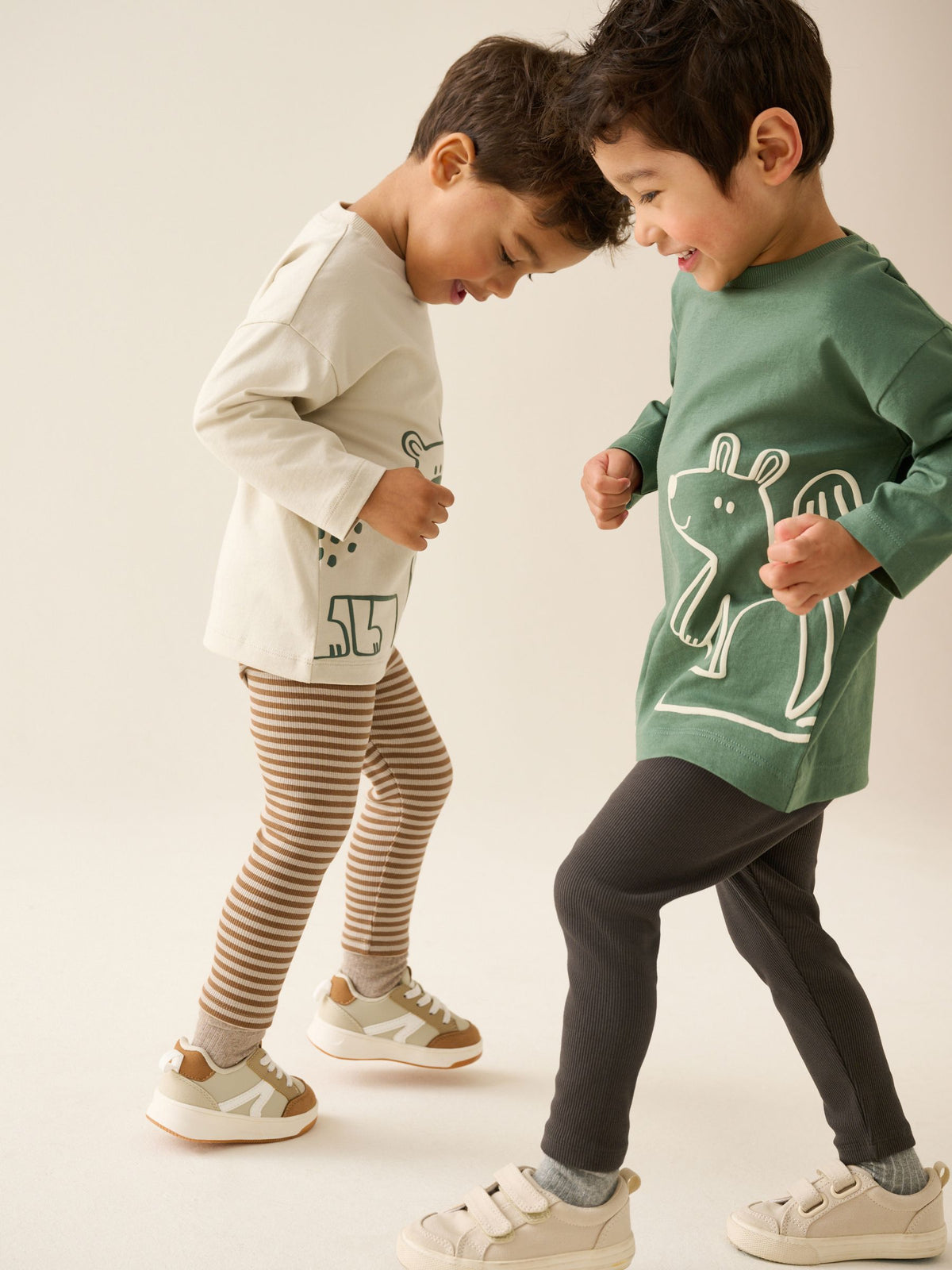 Brown/Cream Woodland Graphic Printed Top and Leggings Set 2 Pack (3mths-7yrs)