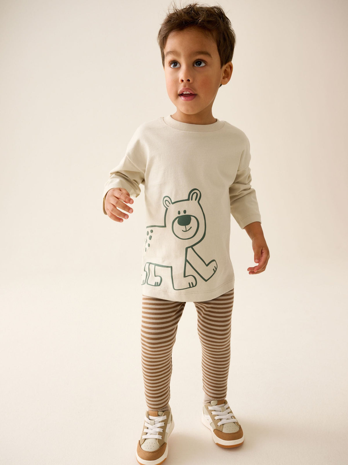 Brown/Cream Woodland Graphic Printed Top and Leggings Set 2 Pack (3mths-7yrs)