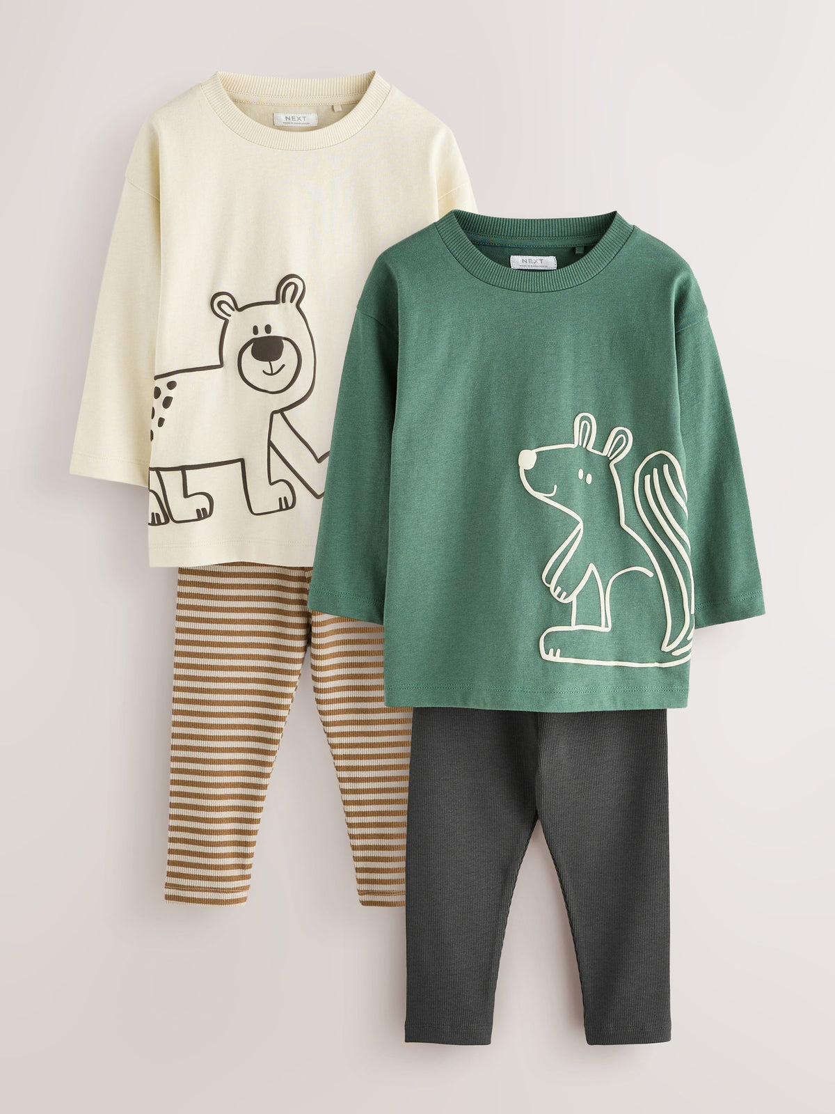 Brown/Cream Woodland Graphic Printed Top and Leggings Set 2 Pack (3mths-7yrs)
