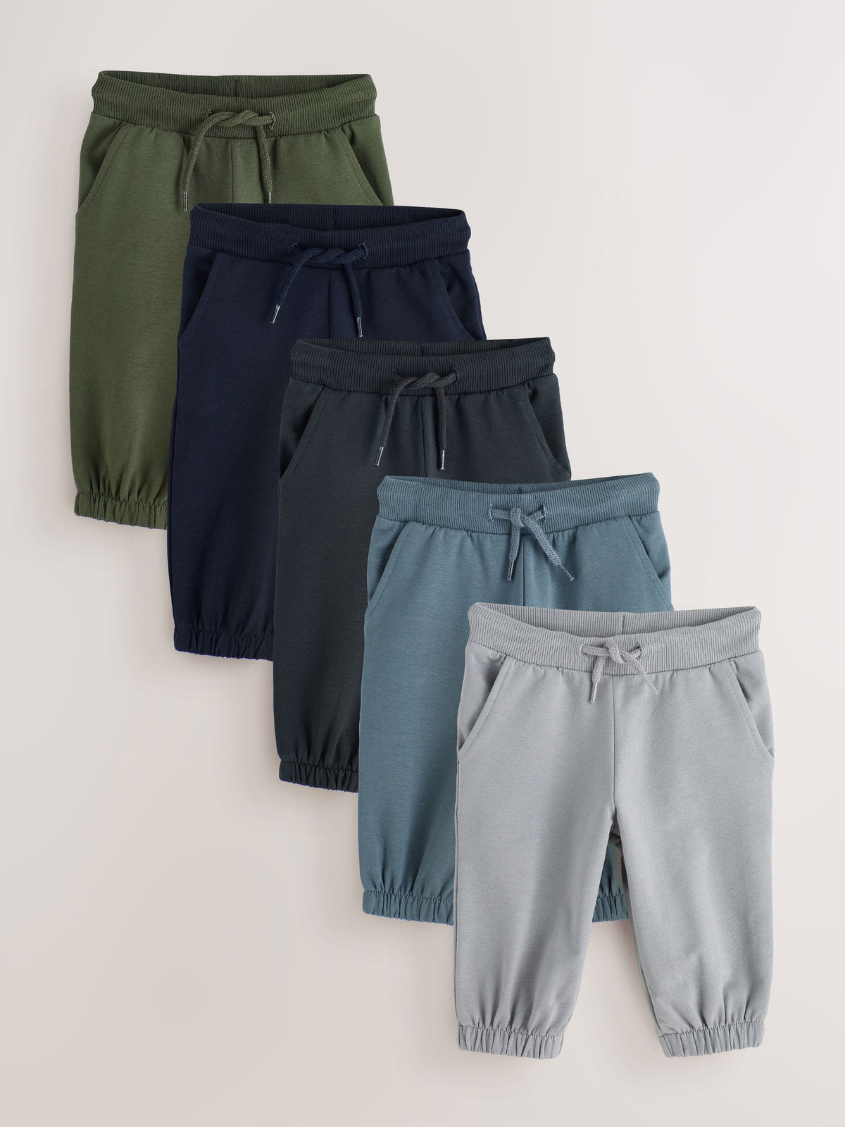 Grey/Black/Green Regular Fit Joggers 5 Pack (3mths-7yrs)
