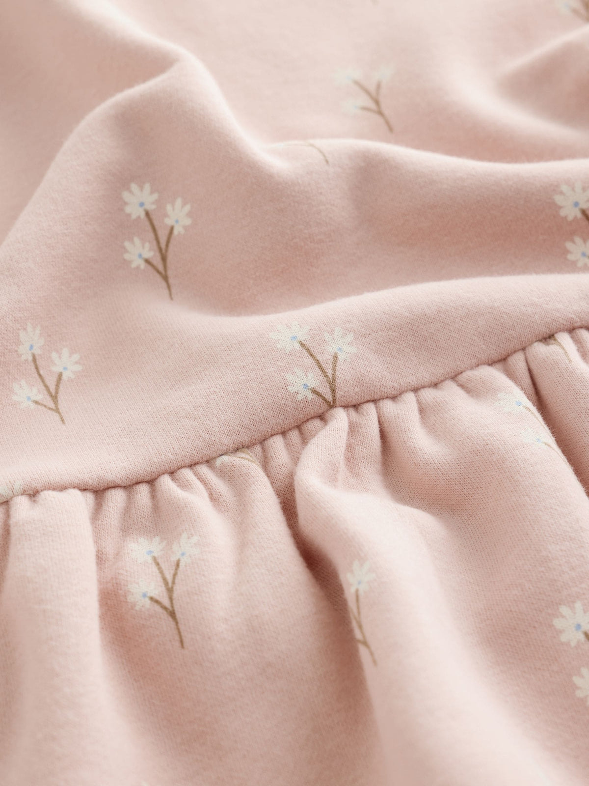 Cream Pink Ditsy Floral Long Sleeve Sweat Dress (3mths-7yrs)