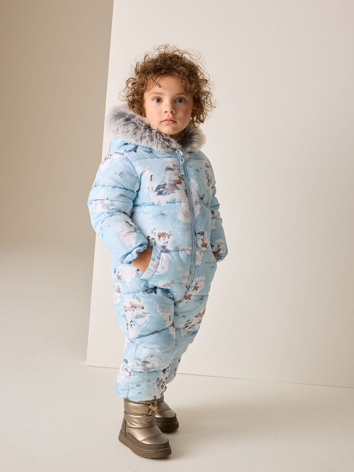 Blue Winter Scene Print Shower Resistant Snowsuit (3mths-7yrs)