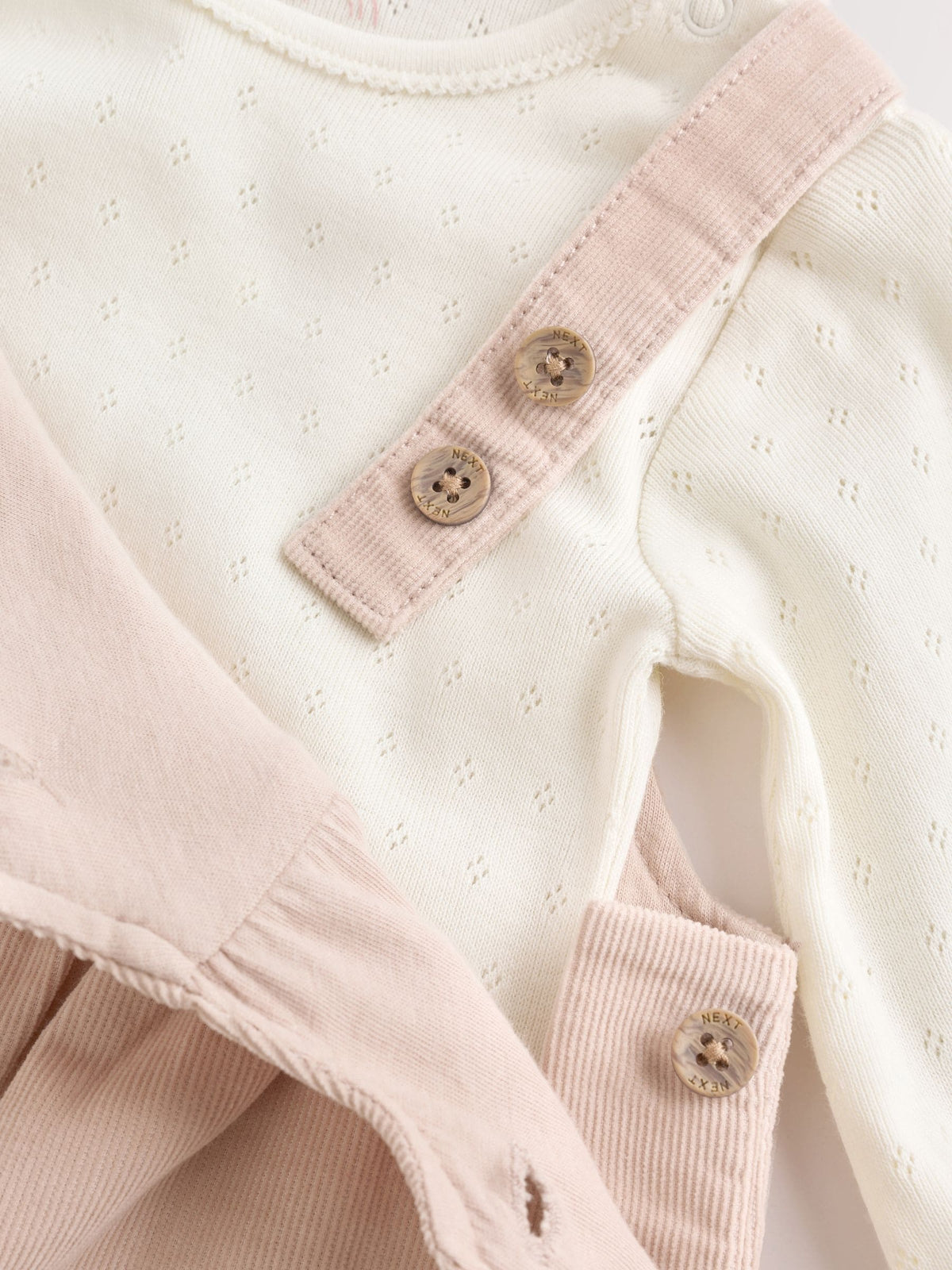 Ecru Bunny Baby Cord Dungarees And Long Sleeve Bodysuits 2 Piece Set (0mths-2yrs)