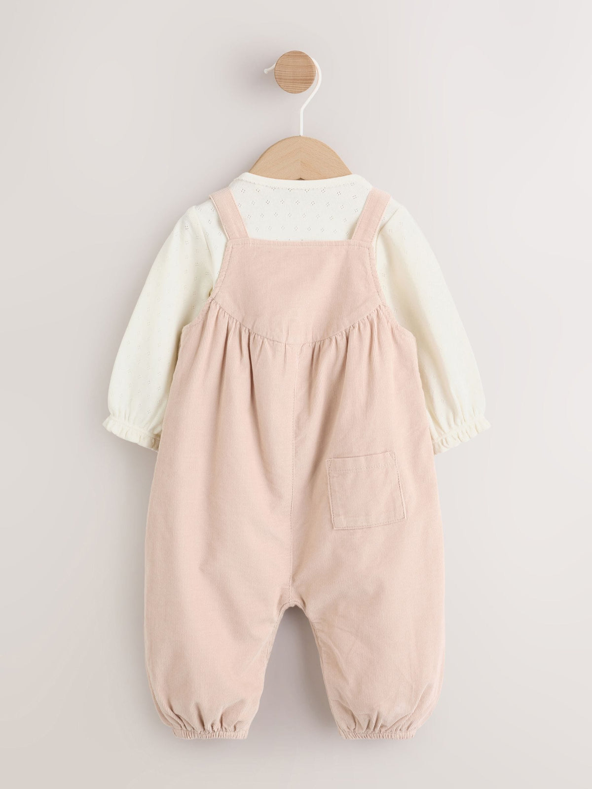 Ecru Bunny Baby Cord Dungarees And Long Sleeve Bodysuits 2 Piece Set (0mths-2yrs)