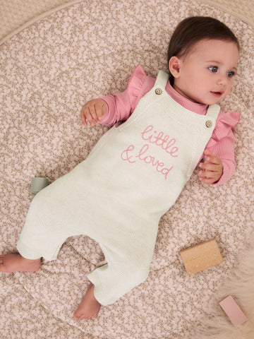 Ecru Knit Baby Bodysuit & Dungaree 2 Piece Set (0mths-2yrs)