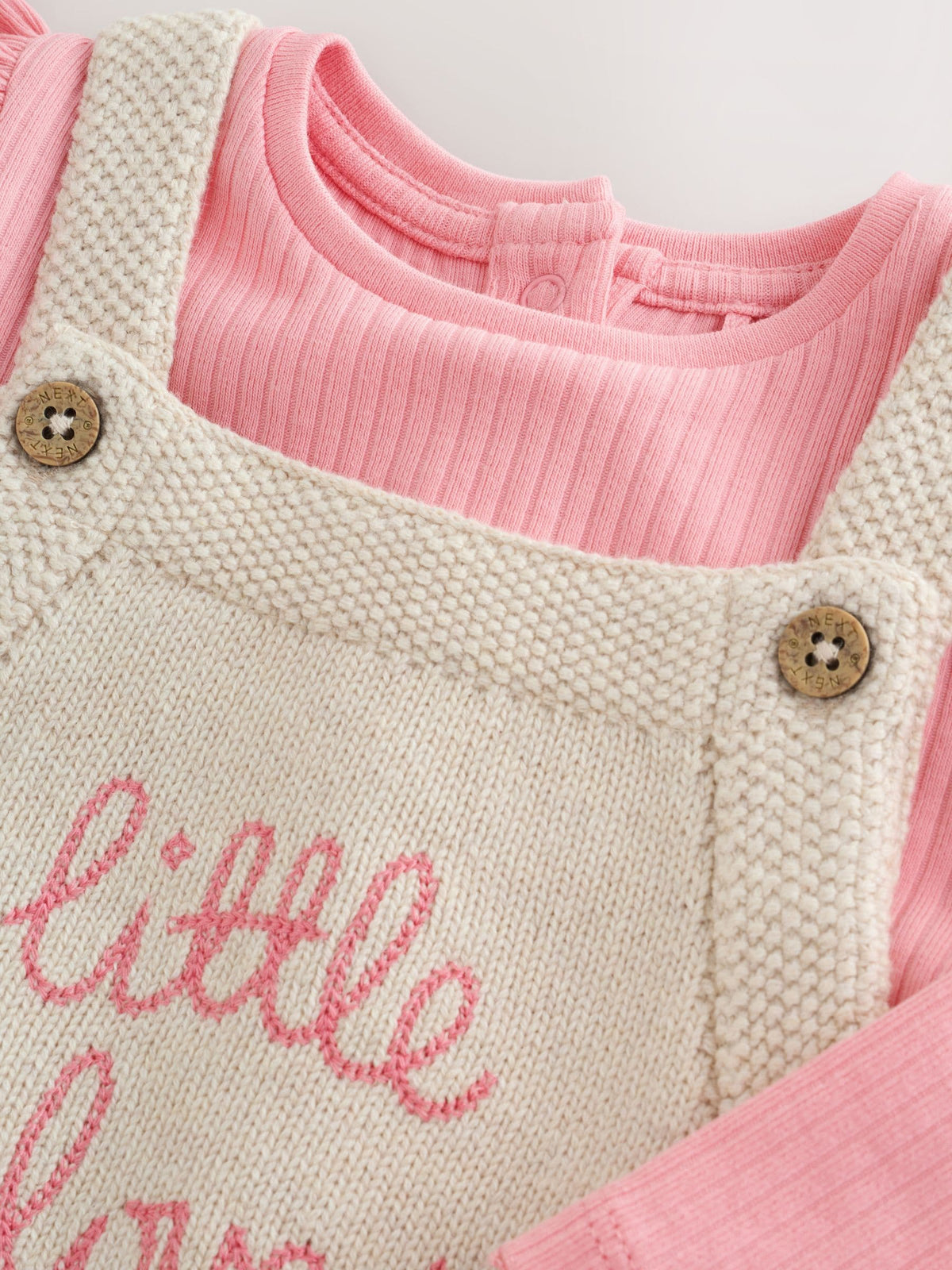 Ecru Knit Baby Bodysuit & Dungaree 2 Piece Set (0mths-2yrs)
