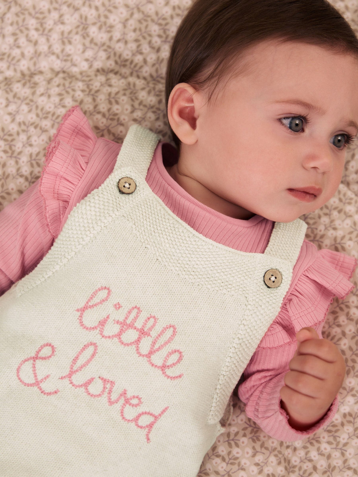 Ecru Knit Baby Bodysuit & Dungaree 2 Piece Set (0mths-2yrs)