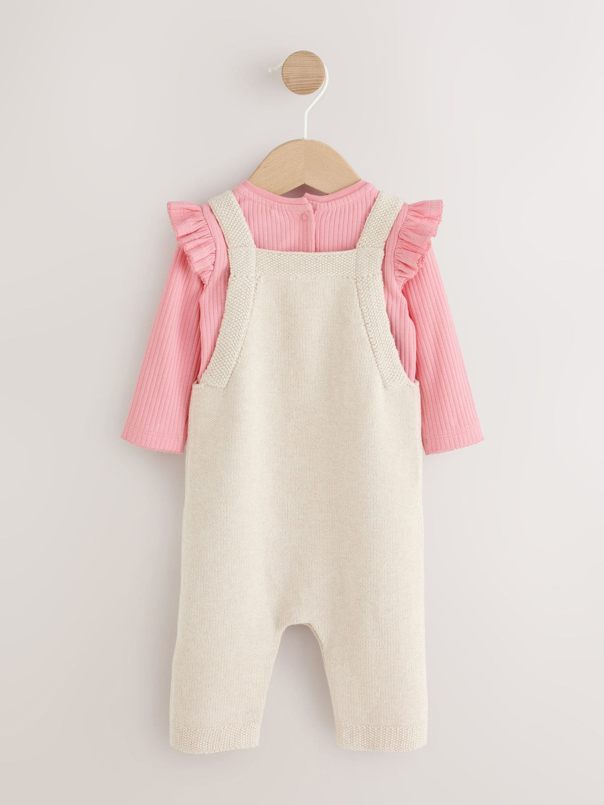 Ecru Knit Baby Bodysuit & Dungaree 2 Piece Set (0mths-2yrs)
