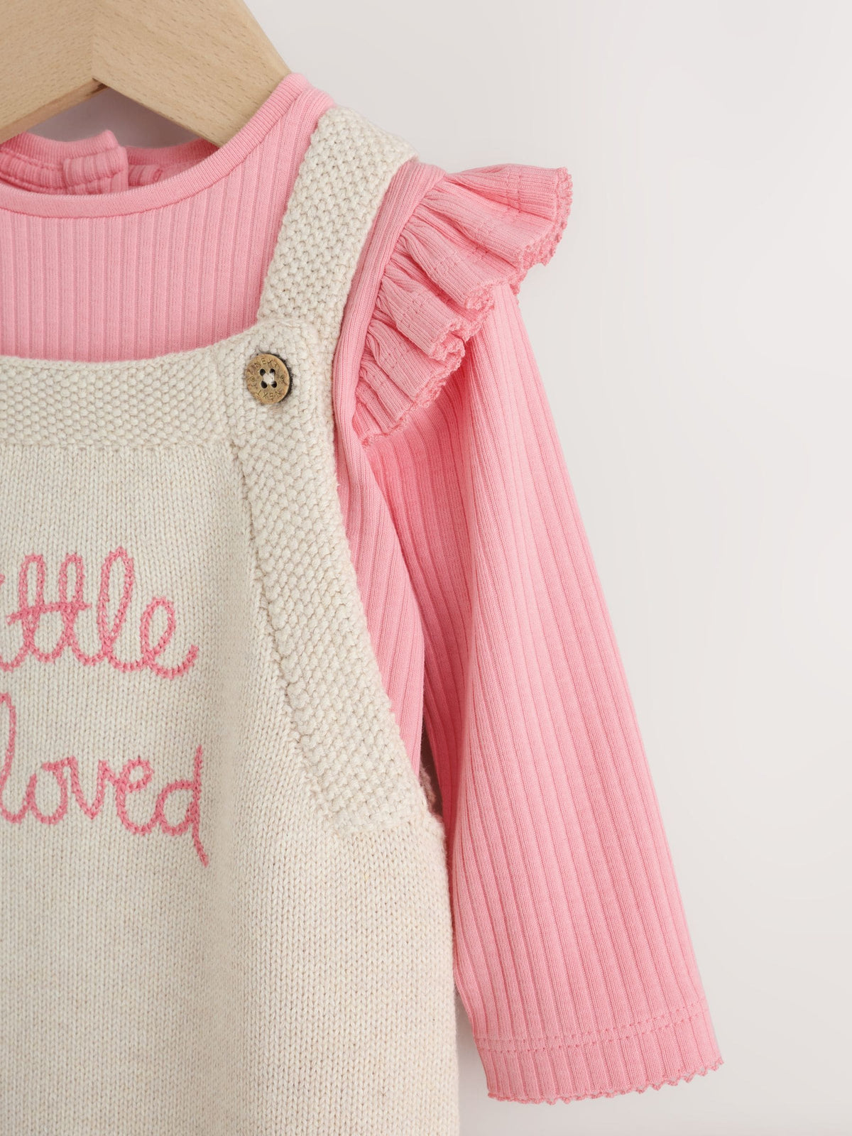 Ecru Knit Baby Bodysuit & Dungaree 2 Piece Set (0mths-2yrs)