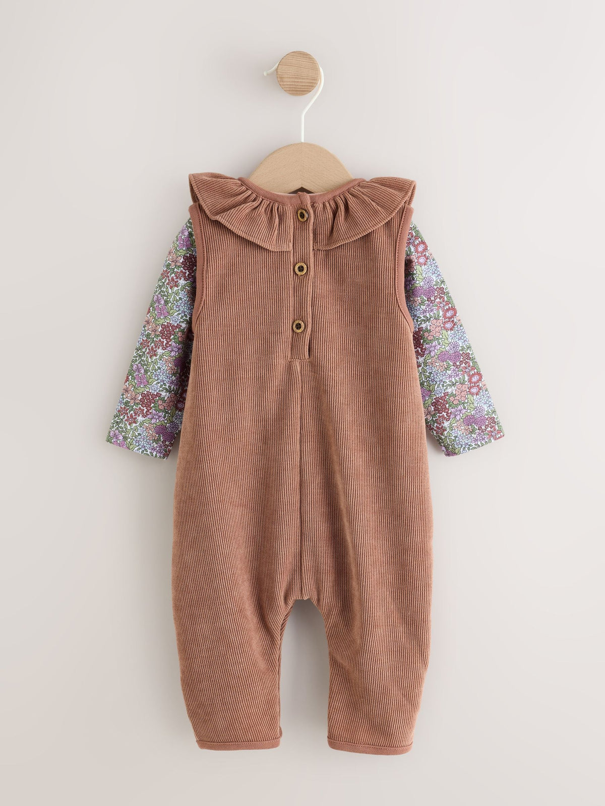 Chocolate Brown Corduroy Baby Long Sleeve Bodysuit And Dungarees Set 2 Piece (0mths-2yrs)