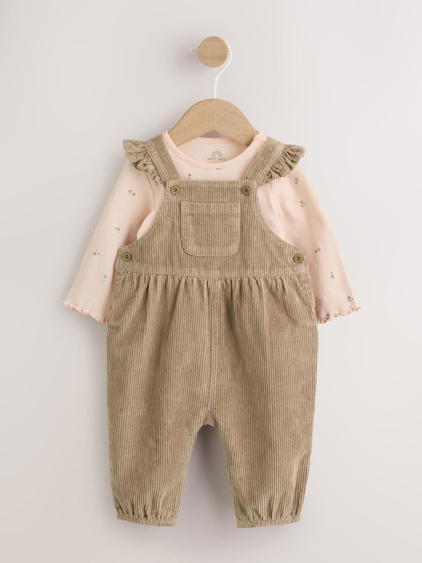 Sage Green Cord Dungaree and Bodysuit Baby Set 2 Piece (0mths-2yrs)