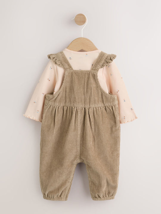 Sage Green Cord Dungaree and Bodysuit Baby Set 2 Piece (0mths-2yrs)