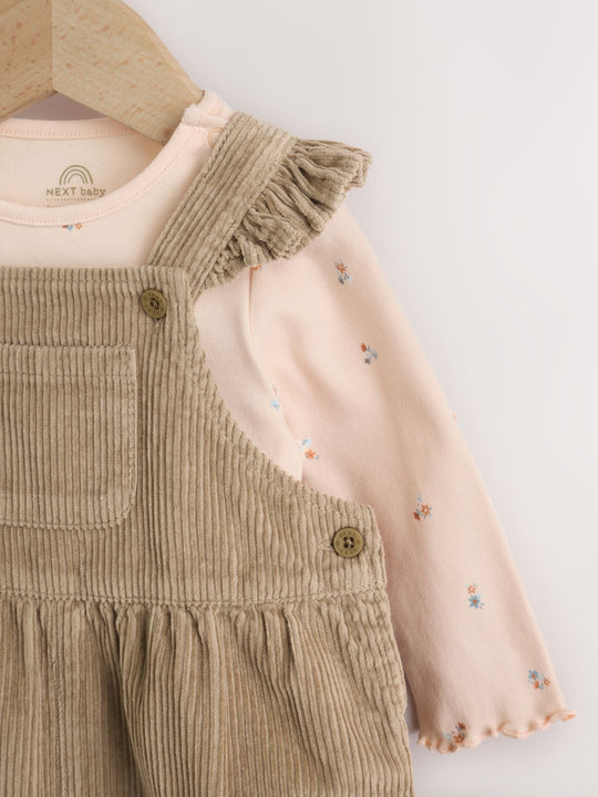 Sage Green Cord Dungaree and Bodysuit Baby Set 2 Piece (0mths-2yrs)
