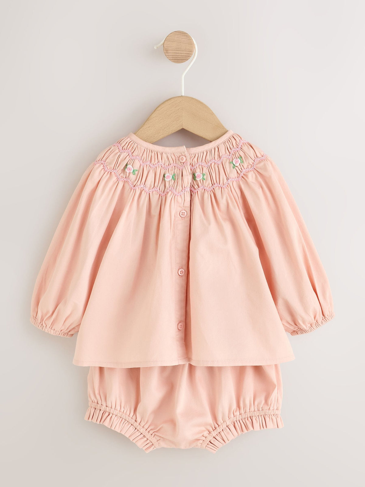 Pink Smock Woven Top, Shorts and Socks Baby Set 2 Piece (0mths-2yrs)