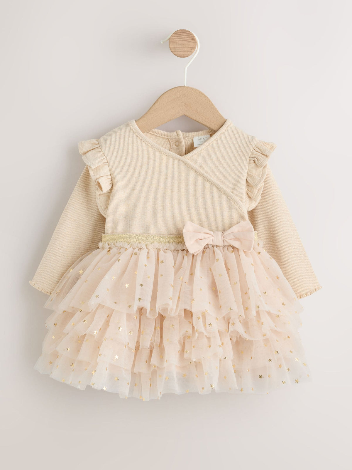 Ecru Star Baby Long Sleeve Tutu Dress (0mths-2yrs)