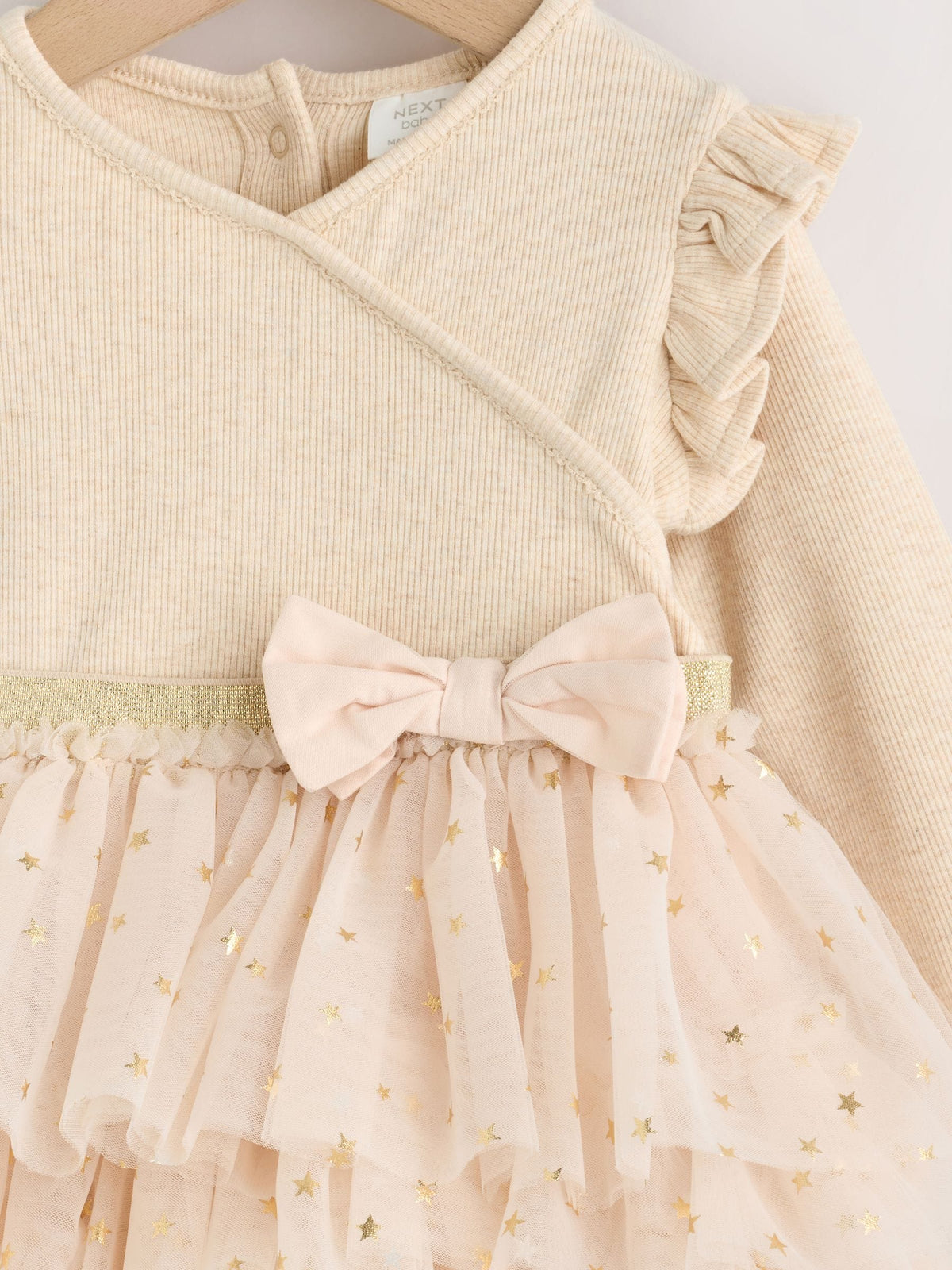 Ecru Star Baby Long Sleeve Tutu Dress (0mths-2yrs)