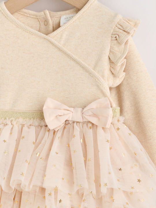 Ecru Star Baby Long Sleeve Tutu Dress (0mths-2yrs)